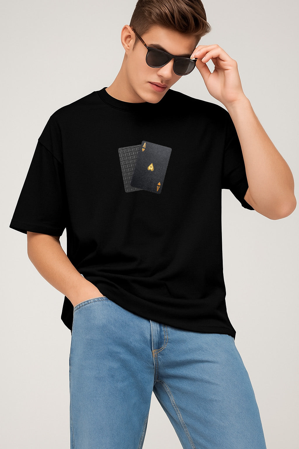 Premium Ace Pair Graphic Oversized Tee