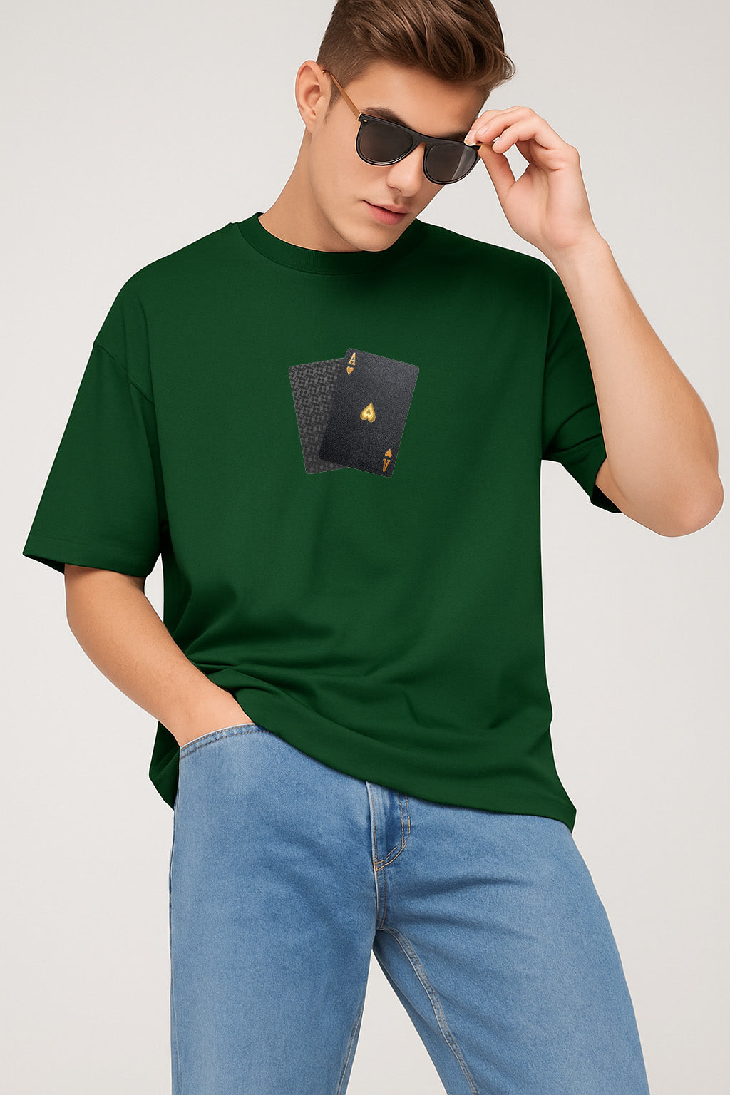 Premium Ace Pair Graphic Oversized Tee
