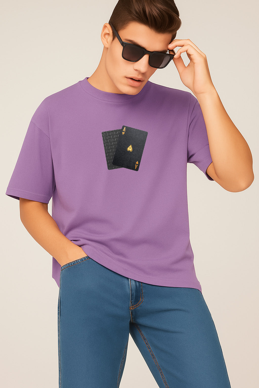 Premium Ace Pair Graphic Oversized Tee