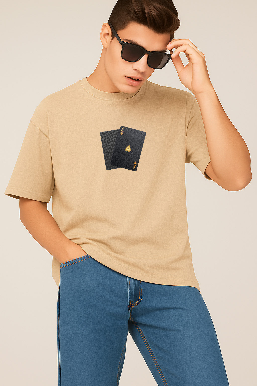 Premium Ace Pair Graphic Oversized Tee