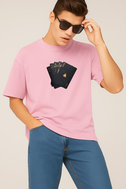 Premium Royal Flush Card Graphic Oversized Tee