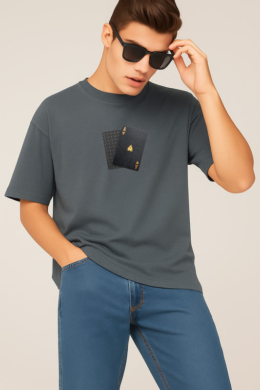 Premium Ace Pair Graphic Oversized Tee
