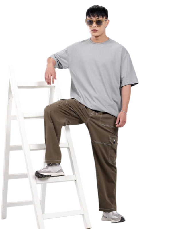 Minimalist Gray Drop Shoulder  T-Shirt – Unisex Streetwear