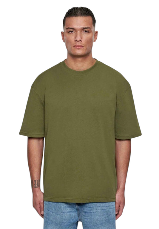 Minimalist Olive Drop Shoulder  T-Shirt – Unisex Streetwear