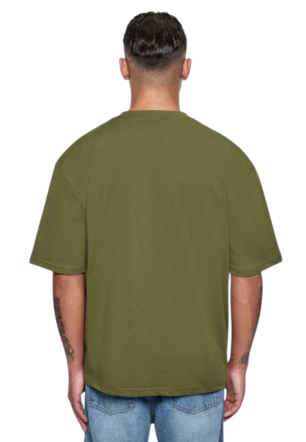 Minimalist Olive Drop Shoulder  T-Shirt – Unisex Streetwear