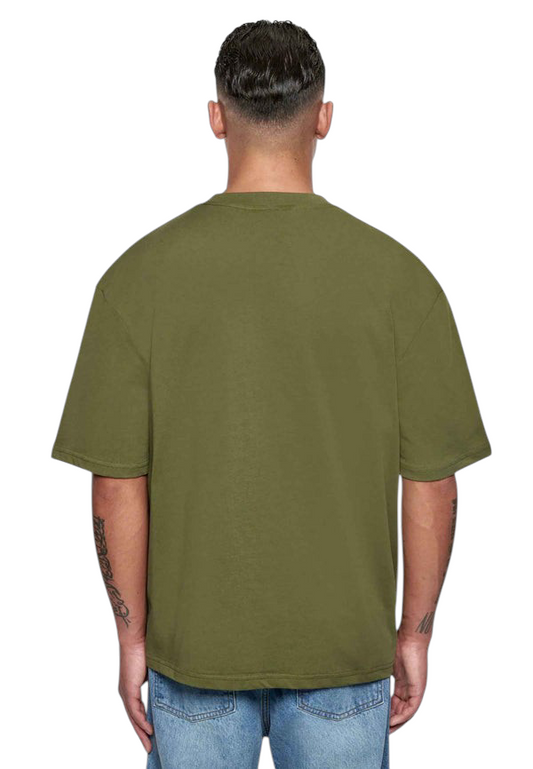 Minimalist Olive Drop Shoulder  T-Shirt – Unisex Streetwear