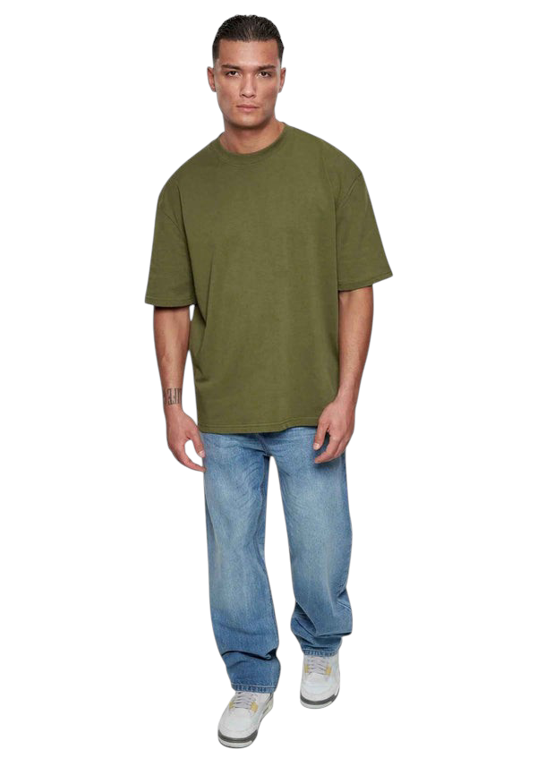 Minimalist Olive Drop Shoulder  T-Shirt – Unisex Streetwear